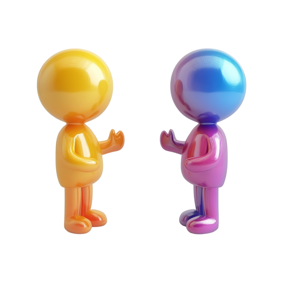 Colorful 3 Dimensions Humanoid Figures Facing Each Other png