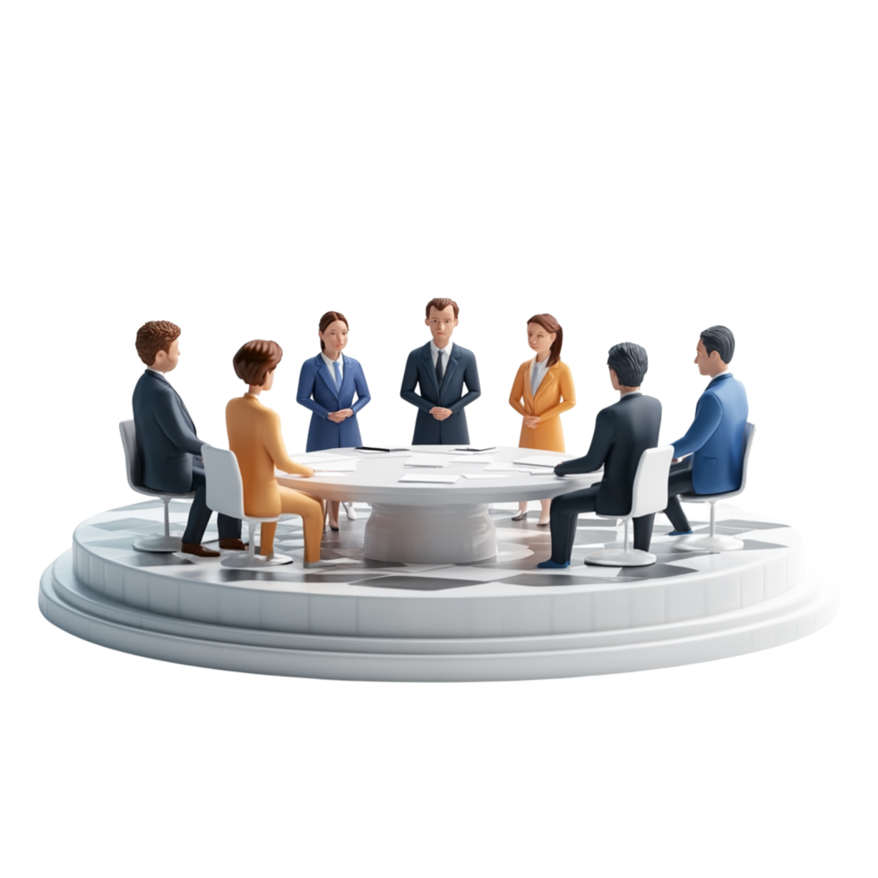 3 Dimensions Business Meeting Around Circular Table png