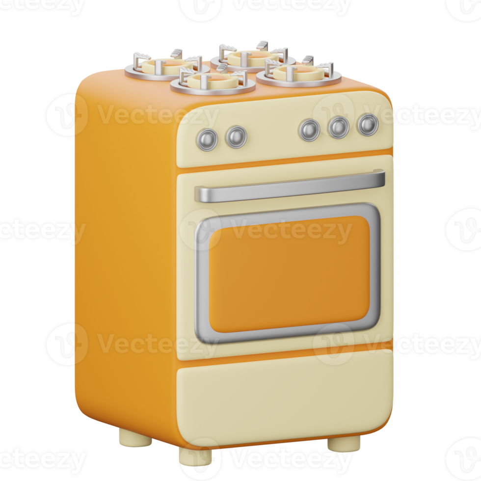 An orange stove with four burners on it png