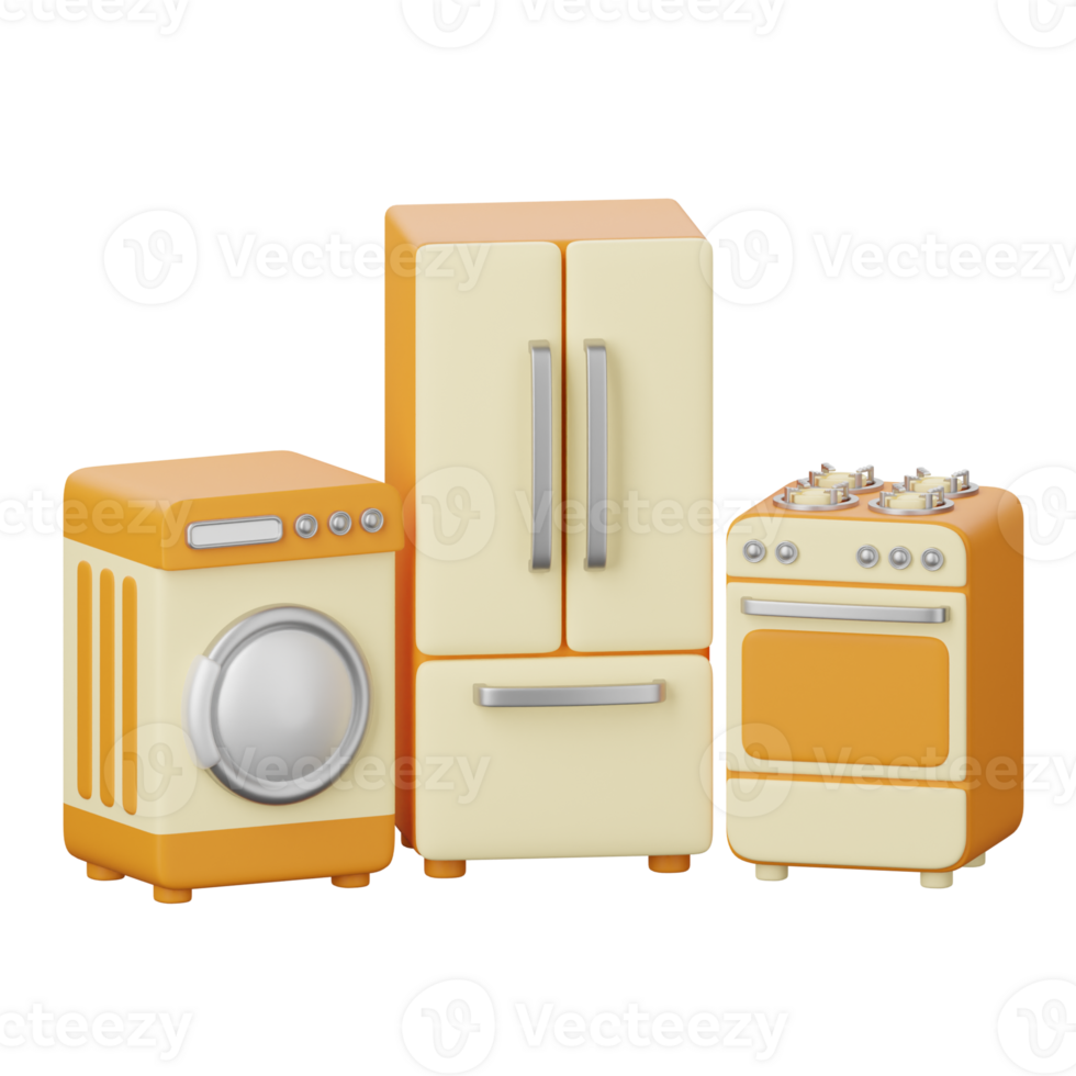 A set of three kitchen appliances in different colors png