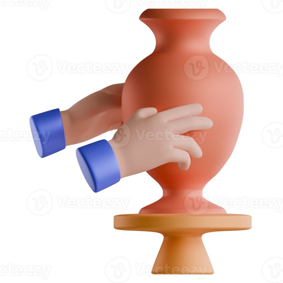 A hand is touching a vase on a pedestal png