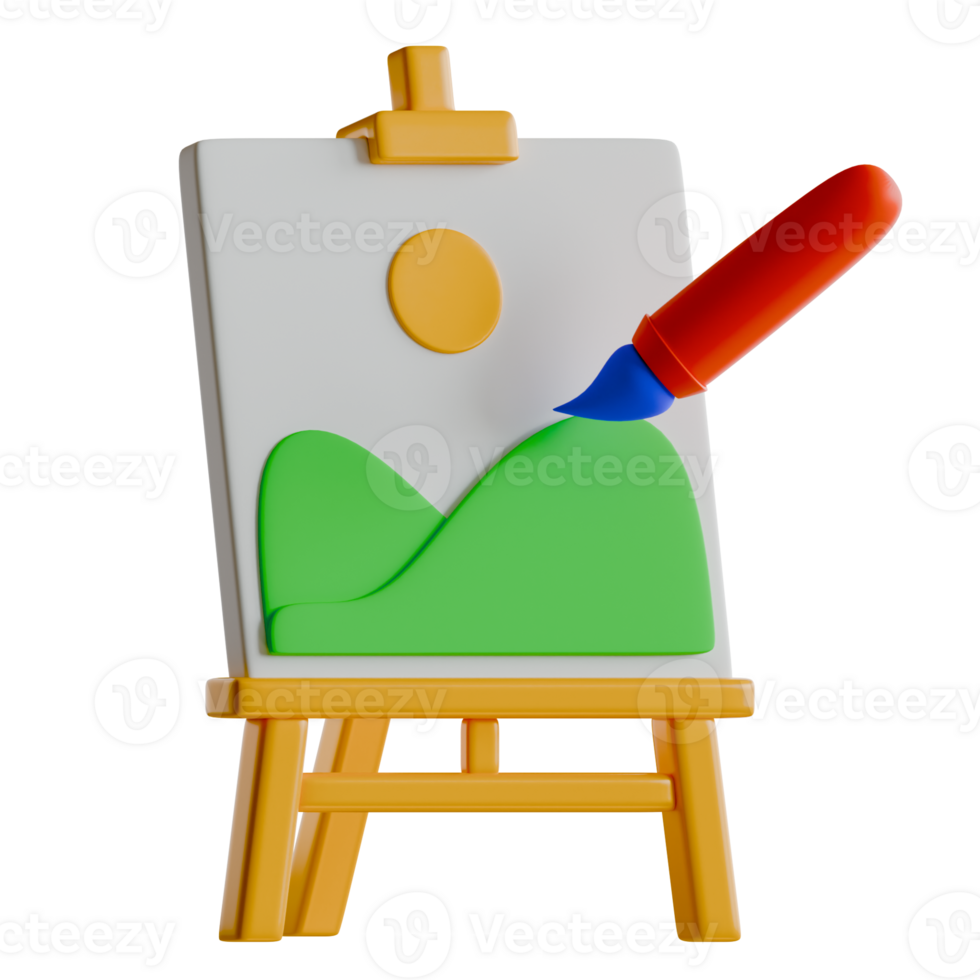 A small easel with a red pen and a green painting png