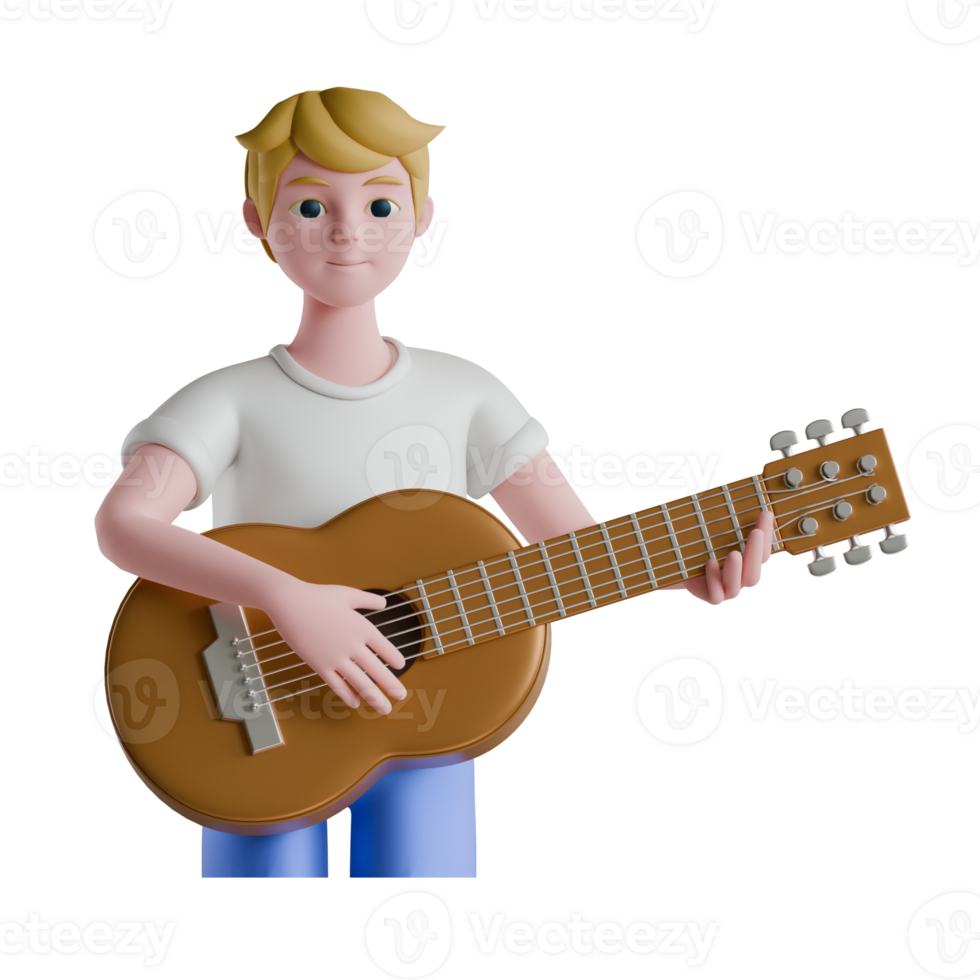 A man playing the guitar on a black background png