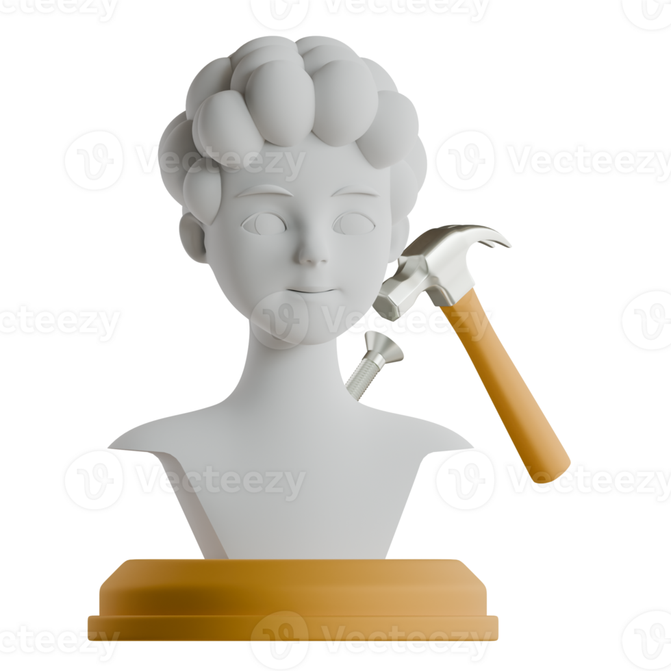 A bust of a woman with a hammer and a hammer png