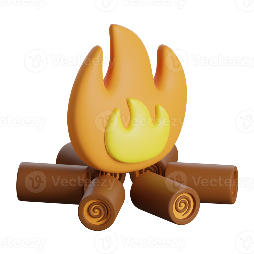 A campfire with a fire and some logs png
