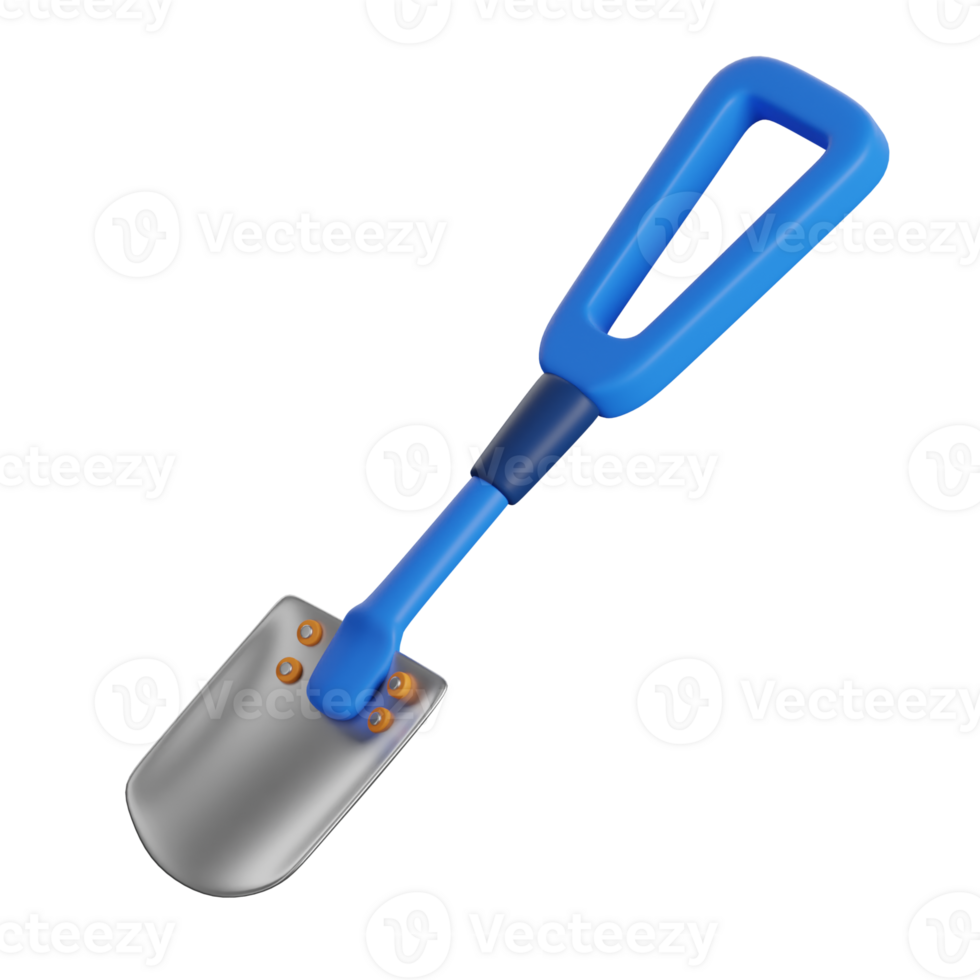 A blue shovel with a handle on a black background png