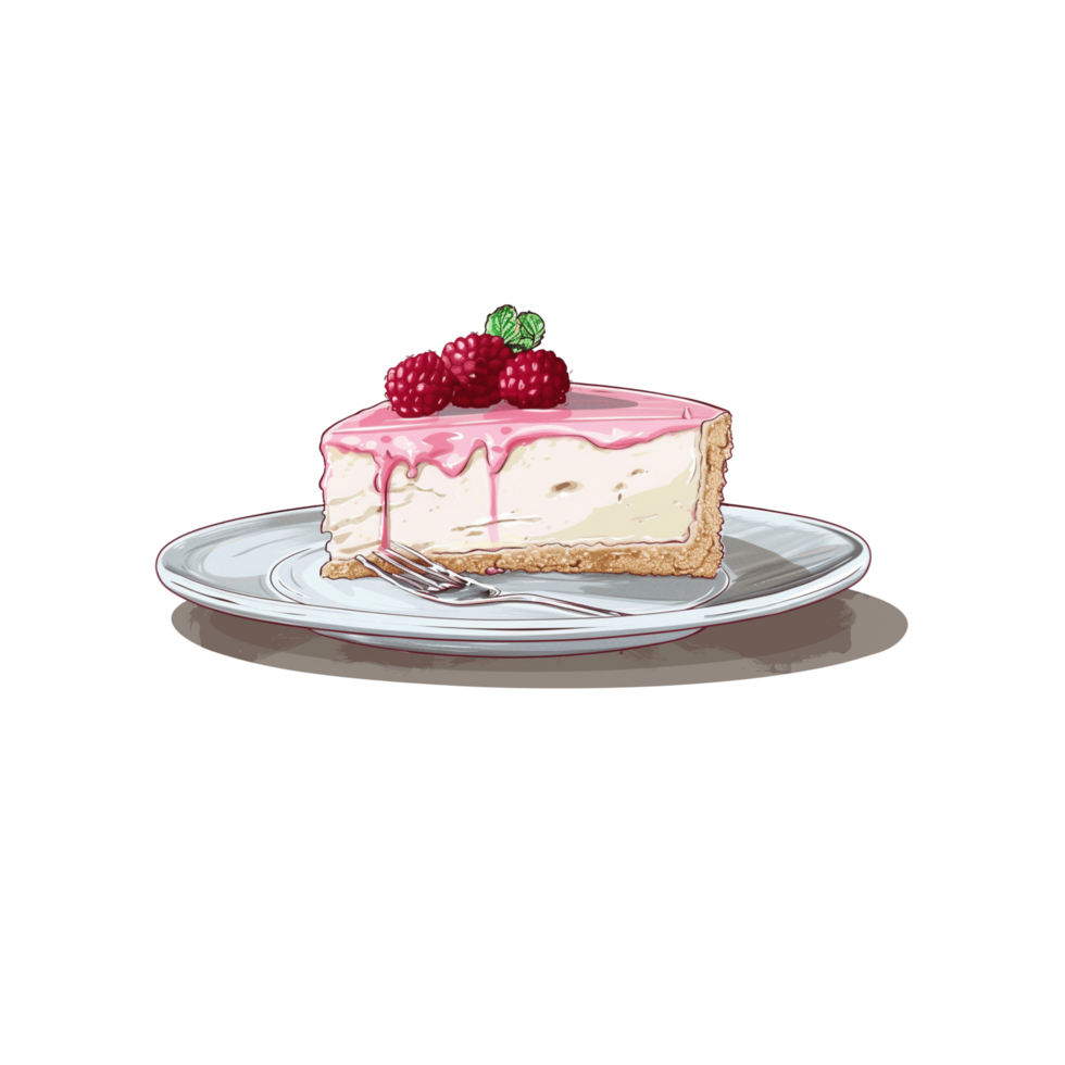 Delicious Cheesecake Slice with Raspberry Topping png