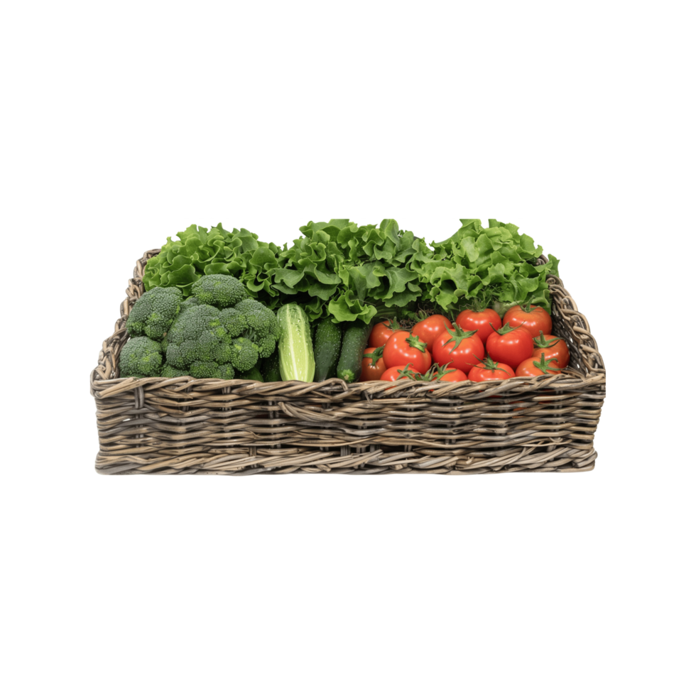 Wicker Basket with Fresh Produce png