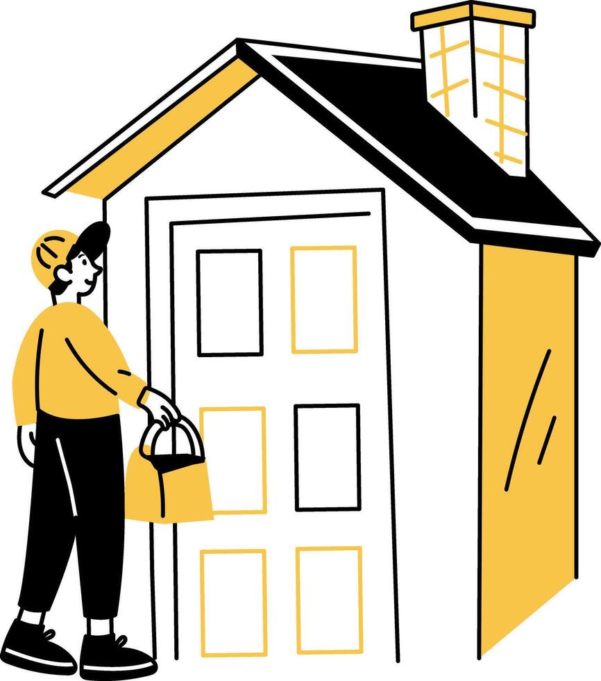 Home delivery concept illustration in doodle style vector