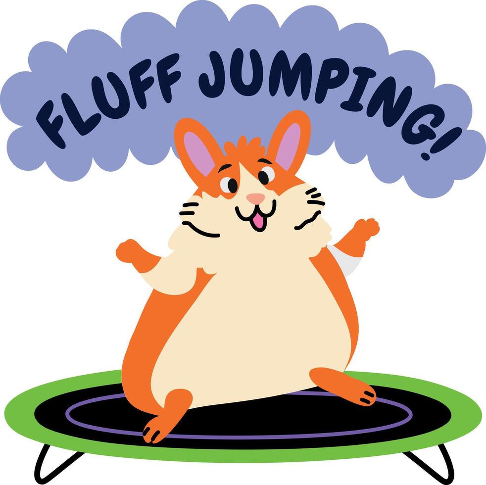 A flat style sticker of a cute hamster jumping on a trampoline vector