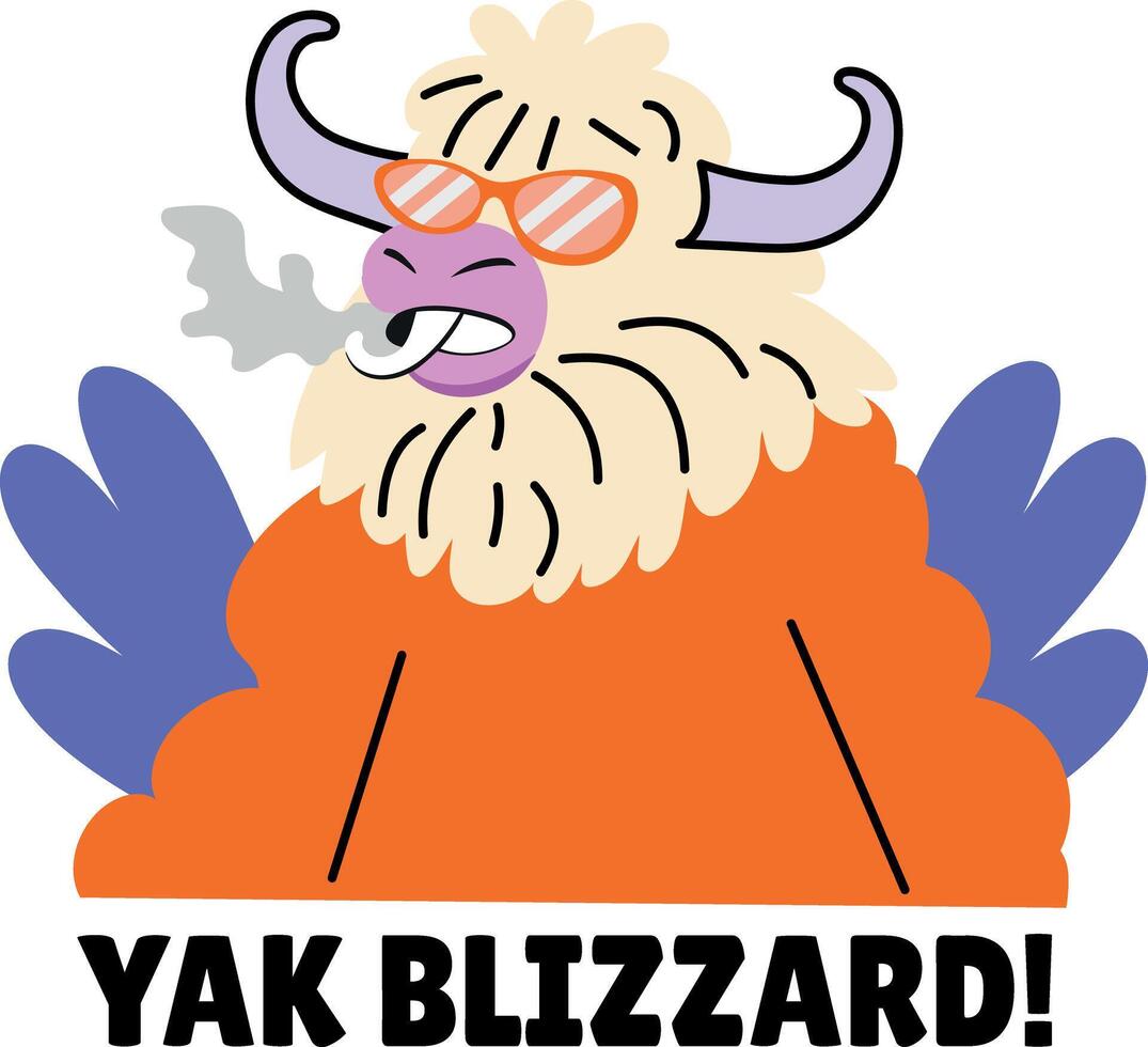 A flat style sticker of a cool yak wearing glasses vector
