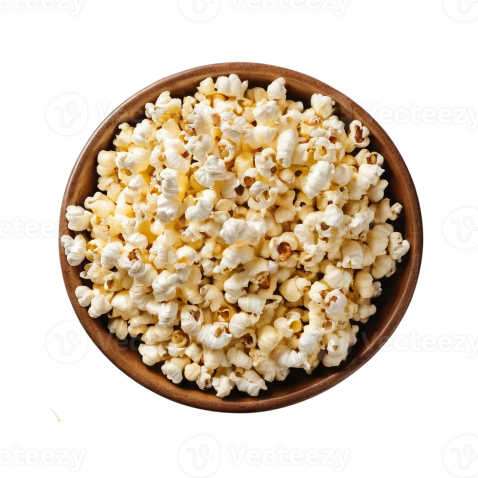 A bowl of popcorn on a transparent background png
