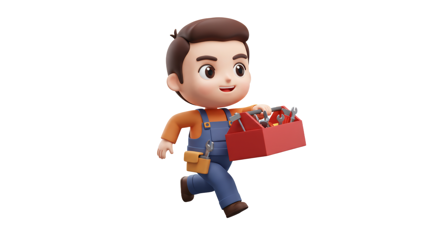 A cartoon man carrying a toolbox png
