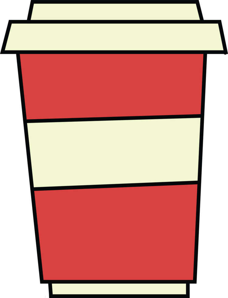 Eye-catching fast food soda cup design in red and cream. Perfect for beverage illustrations, logos, or fast food restaurant icons. Download now png