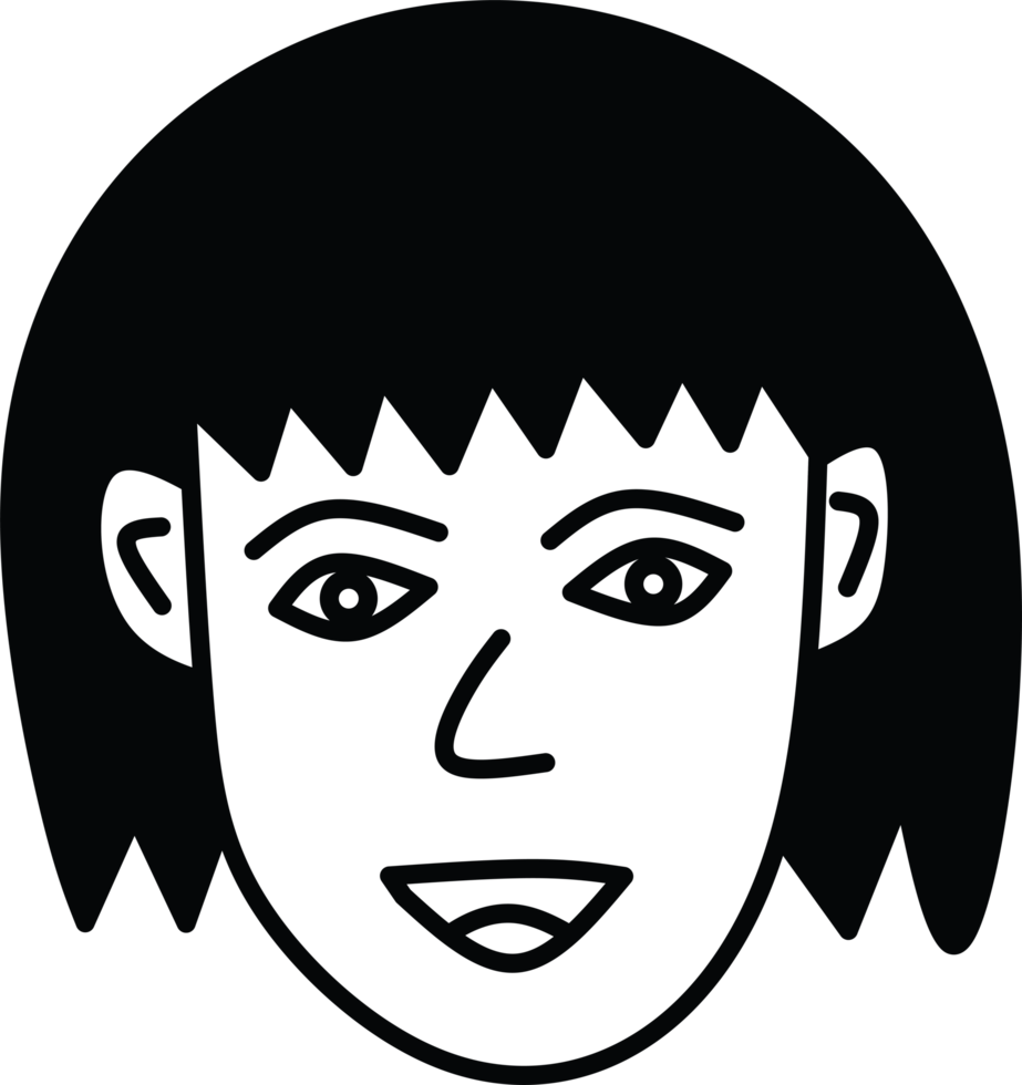 Black and White Line Art Illustration of a Smiling Person's Face png