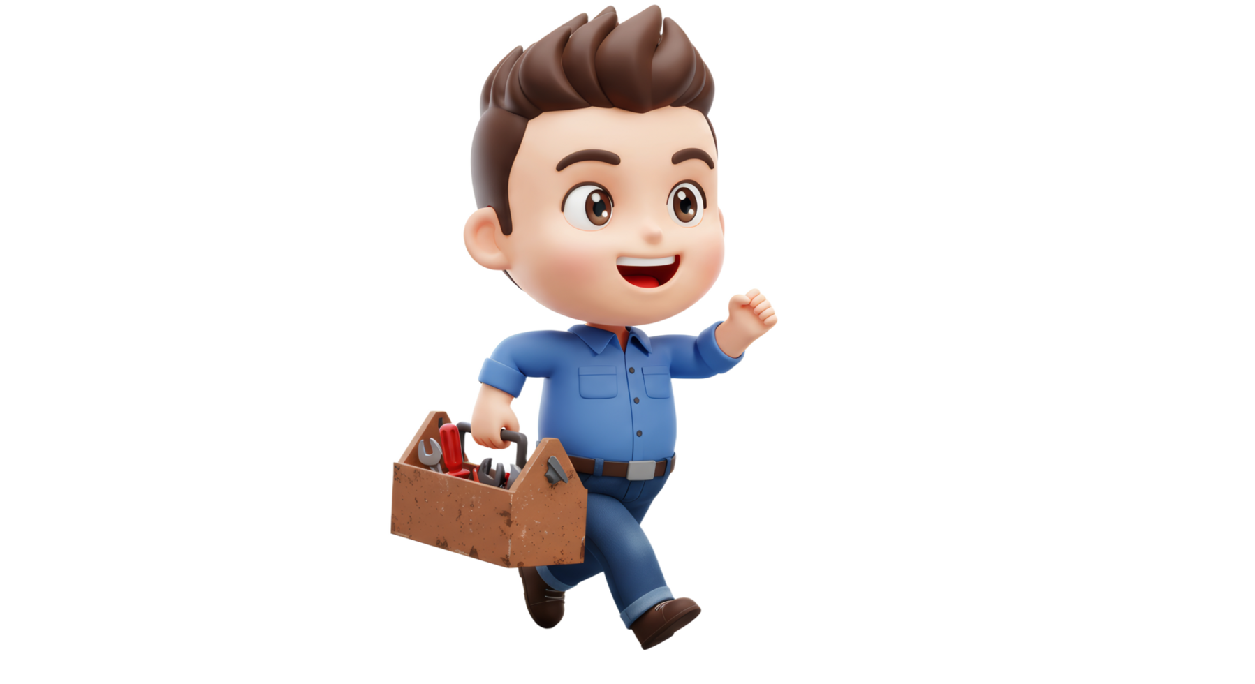 A cartoon man with a toolbox and a tool belt png