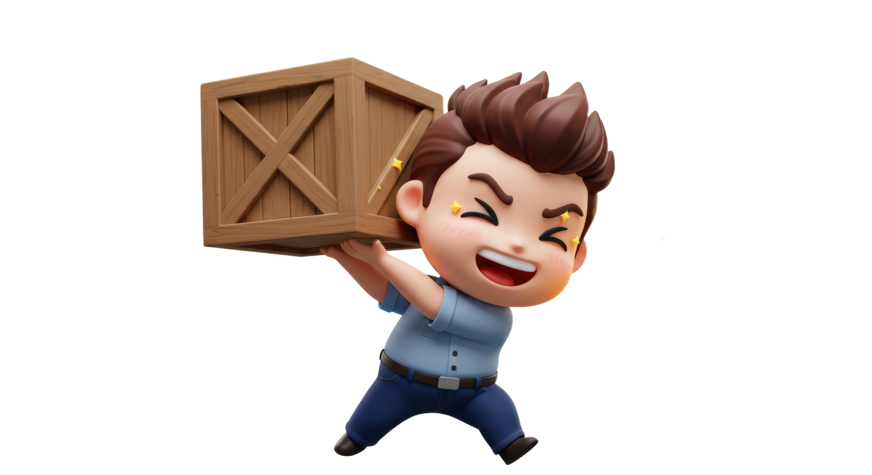 A cartoon man carrying a box png