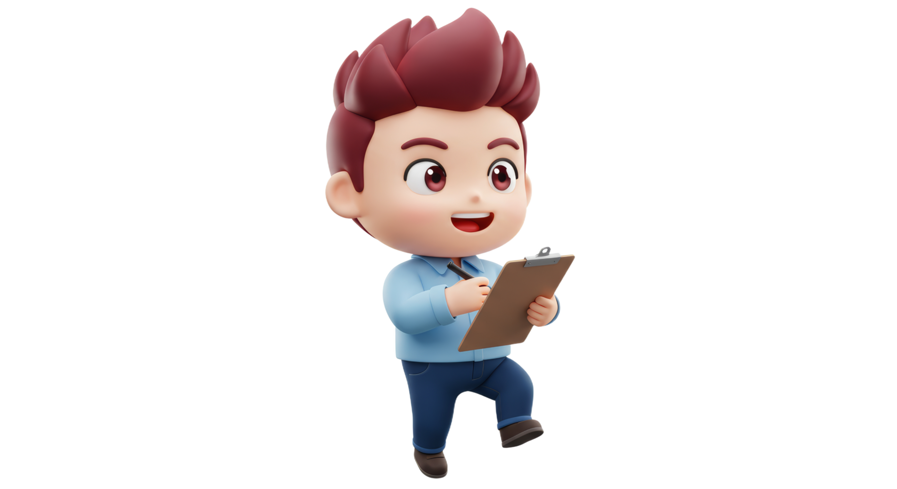 A cartoon man holding a clipboard and looking at something png