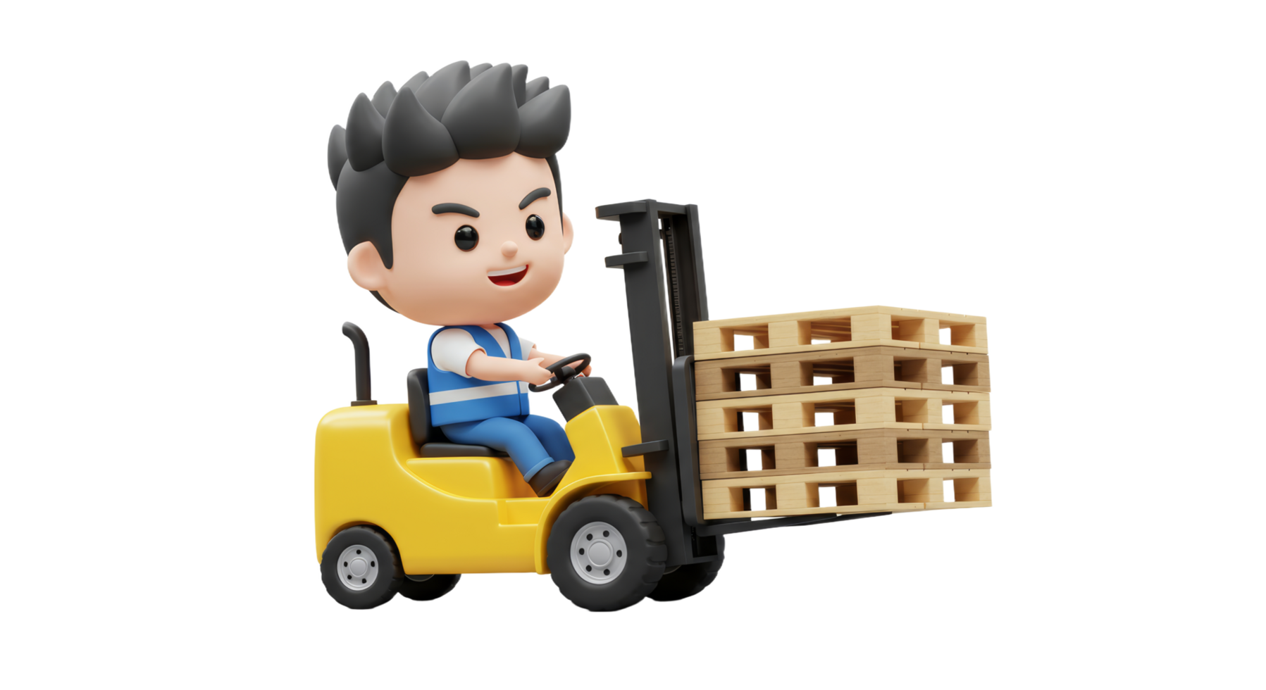 A cartoon character is driving a forklift png