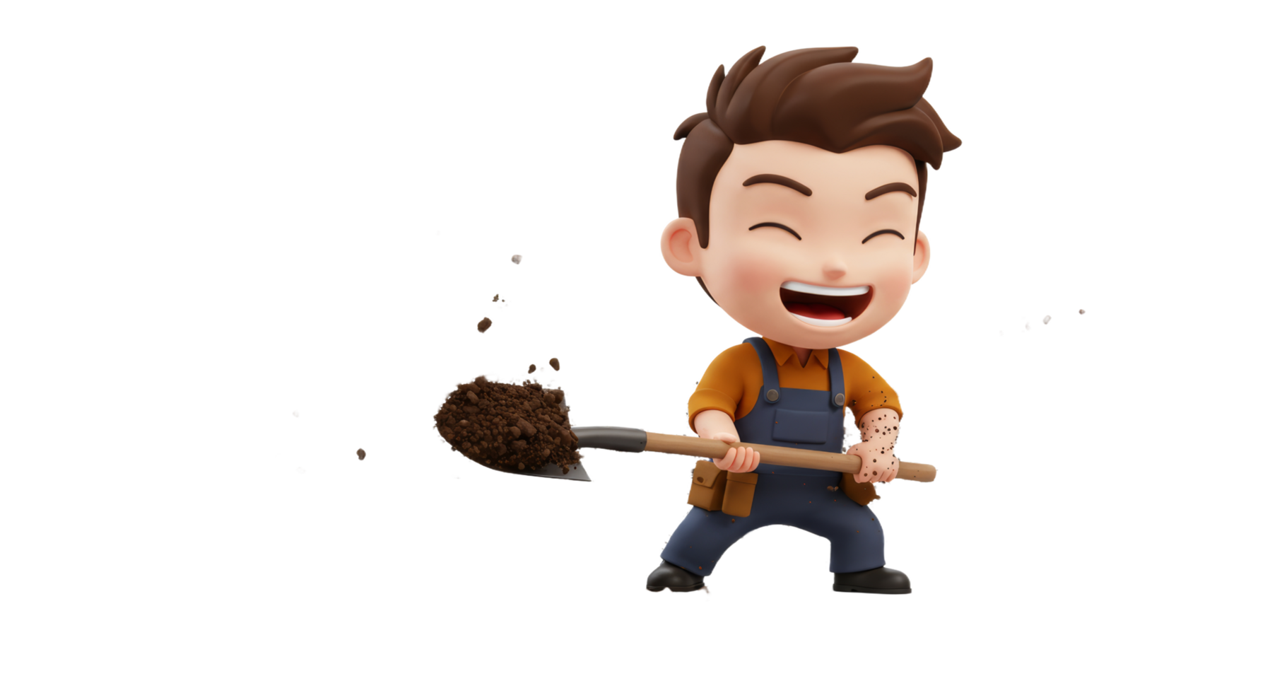 A cartoon man with a shovel and a shovel png