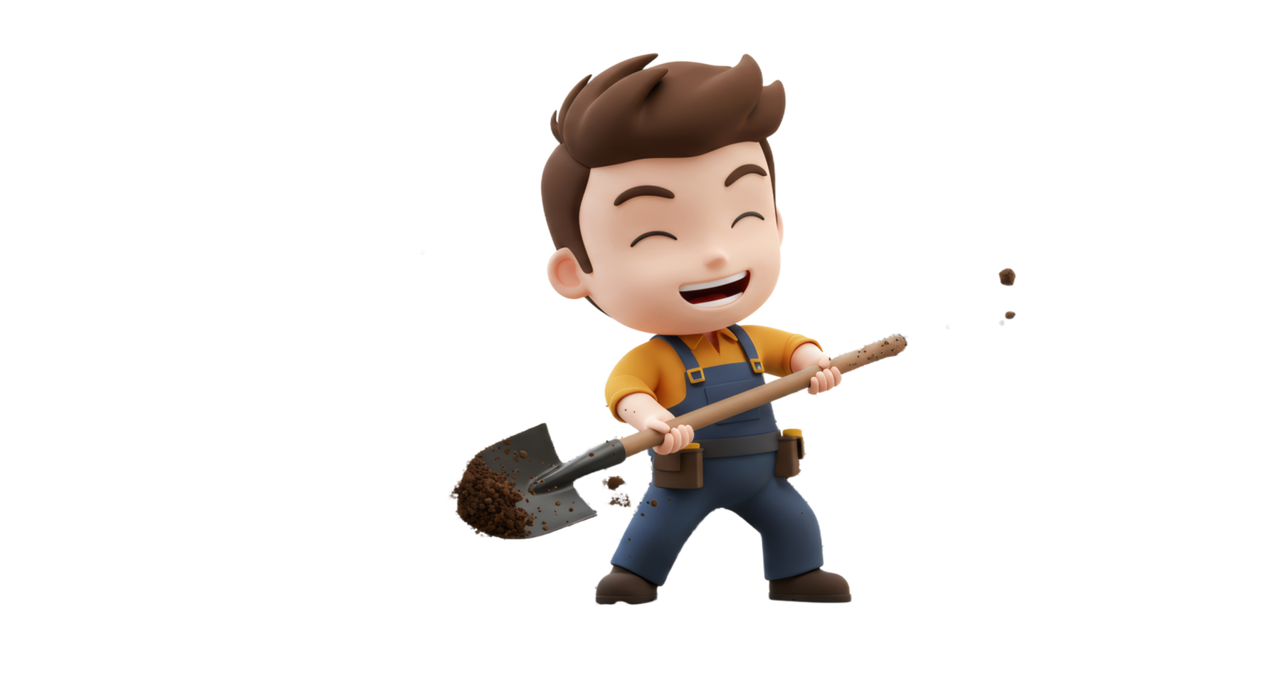 A cartoon character with a shovel and a shovel png