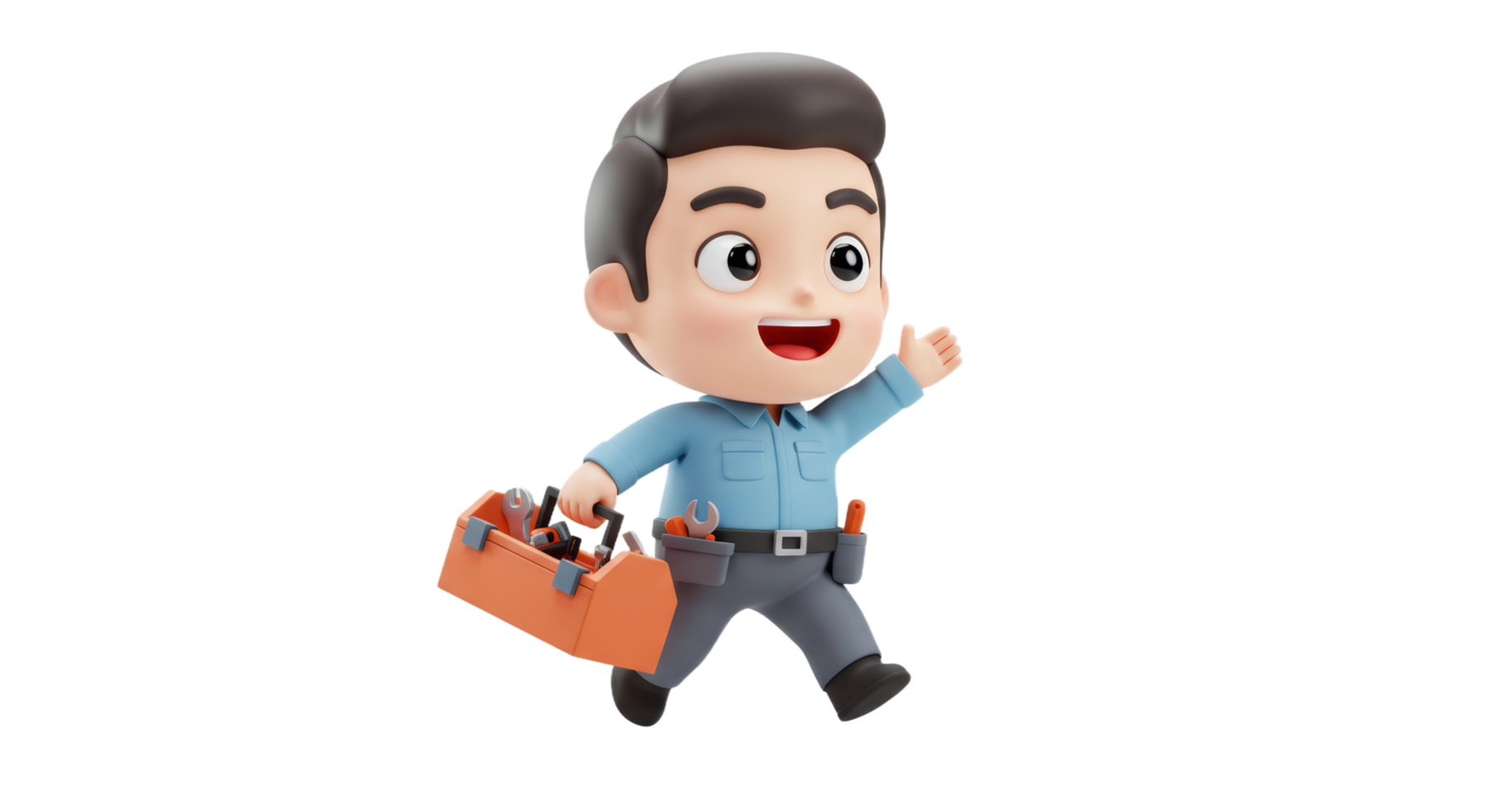A cartoon character with a toolbox and a smile png
