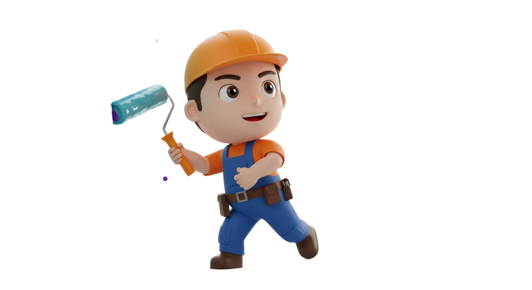 A cartoon character holding a paint roller png