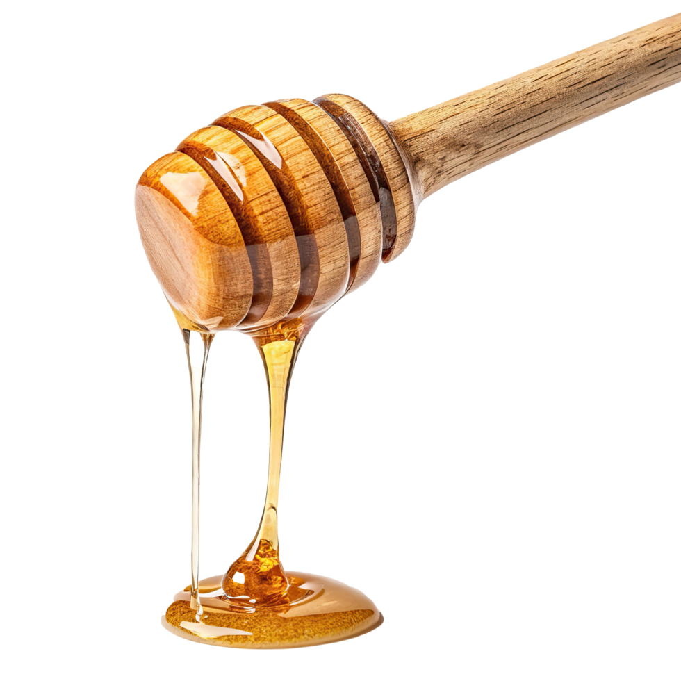 honey new honey dripping from a wooden stick on a transparent background png