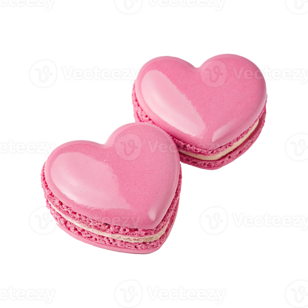 Love new two pink macarons on a transparent background png