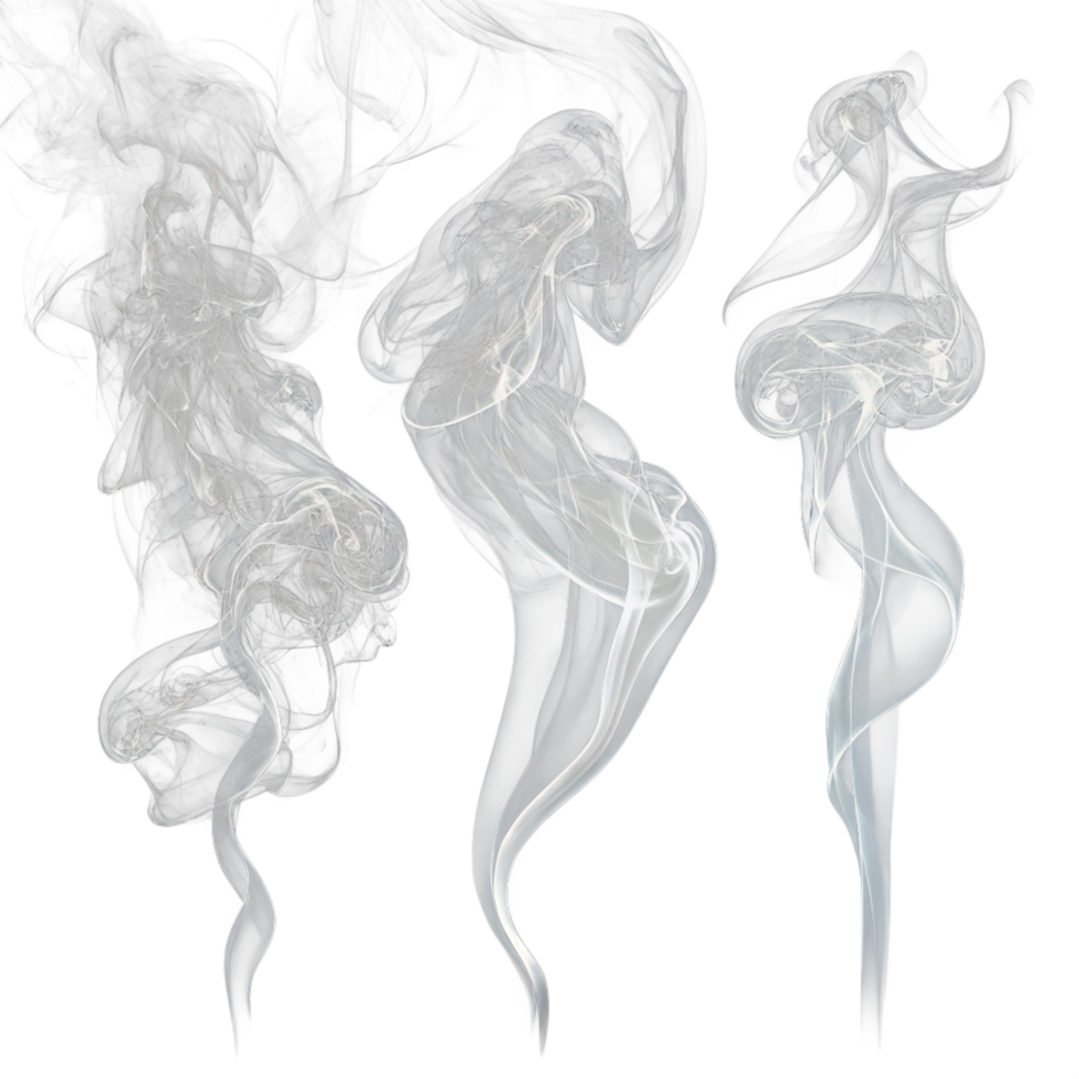 Photo three different types of smoke on a transparent background png
