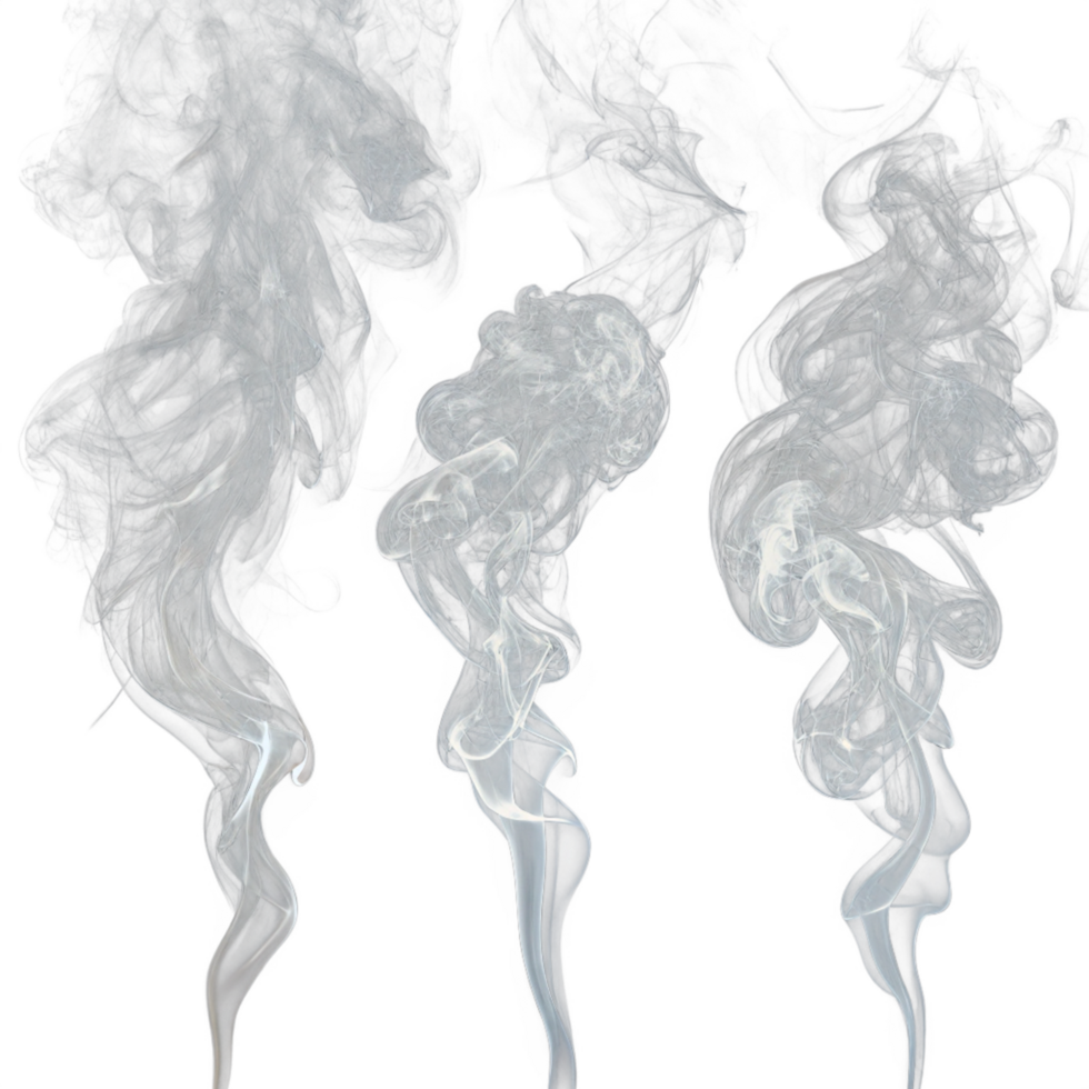 New set three different types of smoke on a white background png