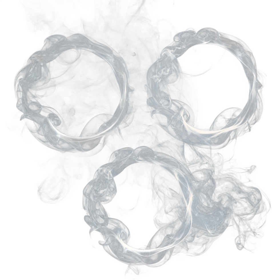 three rings of smoke on a transparent background png
