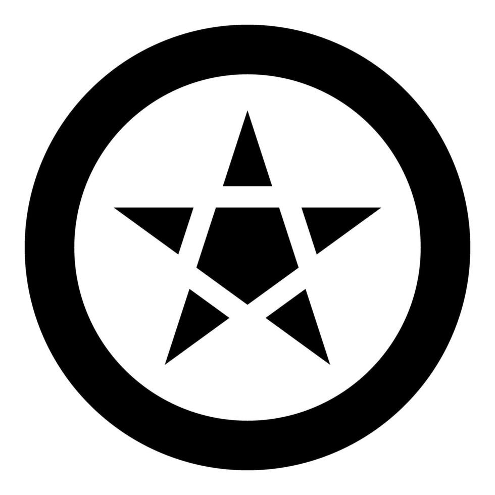 Pentagram Neo paganism sign five pointed star icon in circle black vector