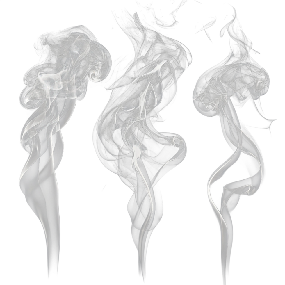 new elemant three different types of smoke on a transparent background png
