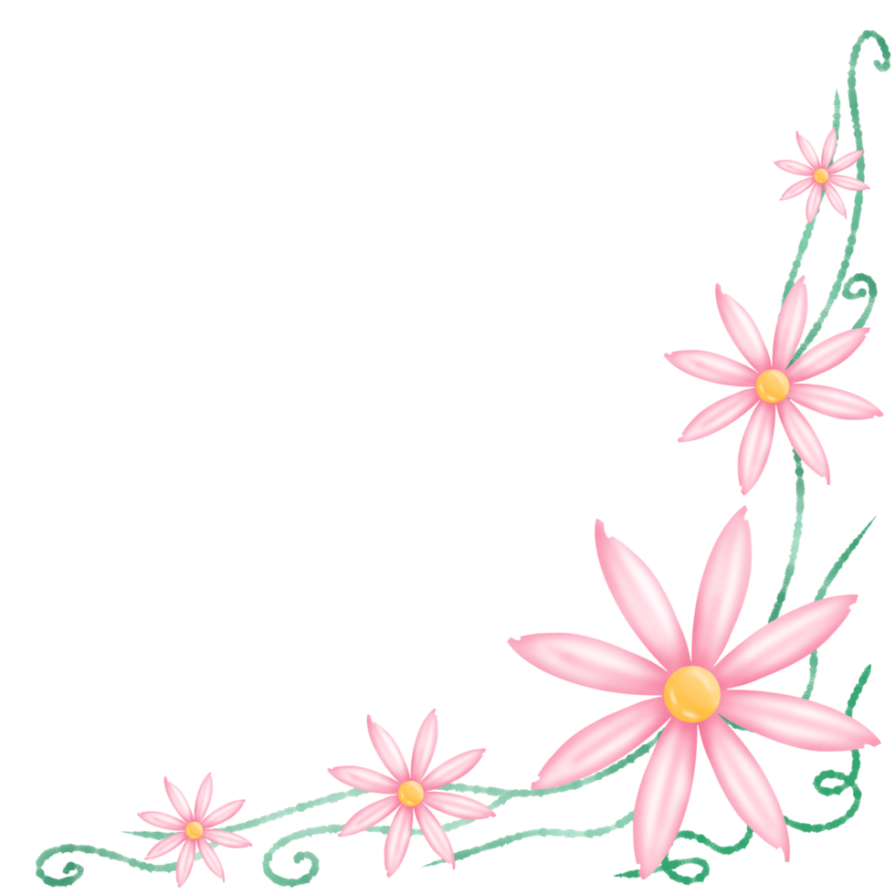 Pink Flowers Frame Corner png