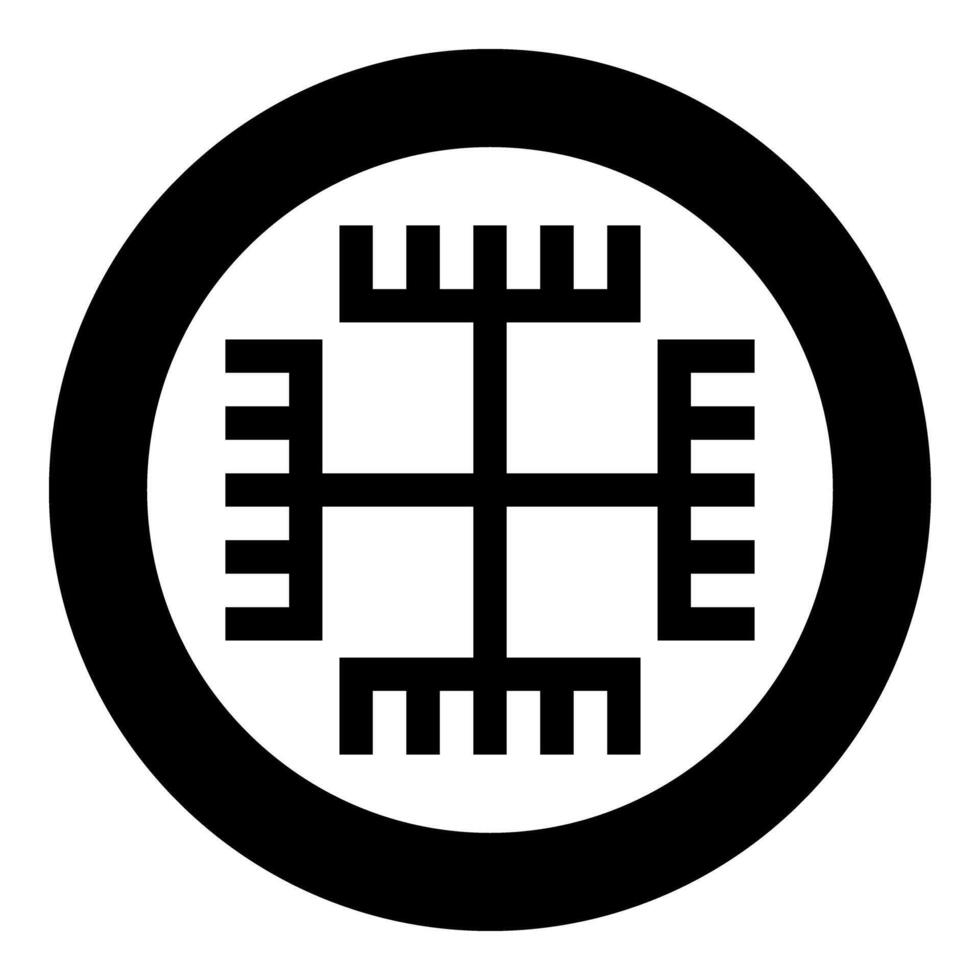 Hands of God Motherhood Native Slavic Faith symbol paganism icon in circle round black color solid outline style vector