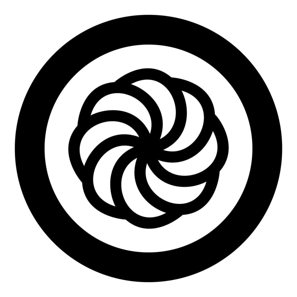 Armenian Arevakhach Neo paganism symbol sunny cross solar mythology Hetanism Armenian neo powder heathenism Eternity sign pumpkin icon in circle round black color solid vector