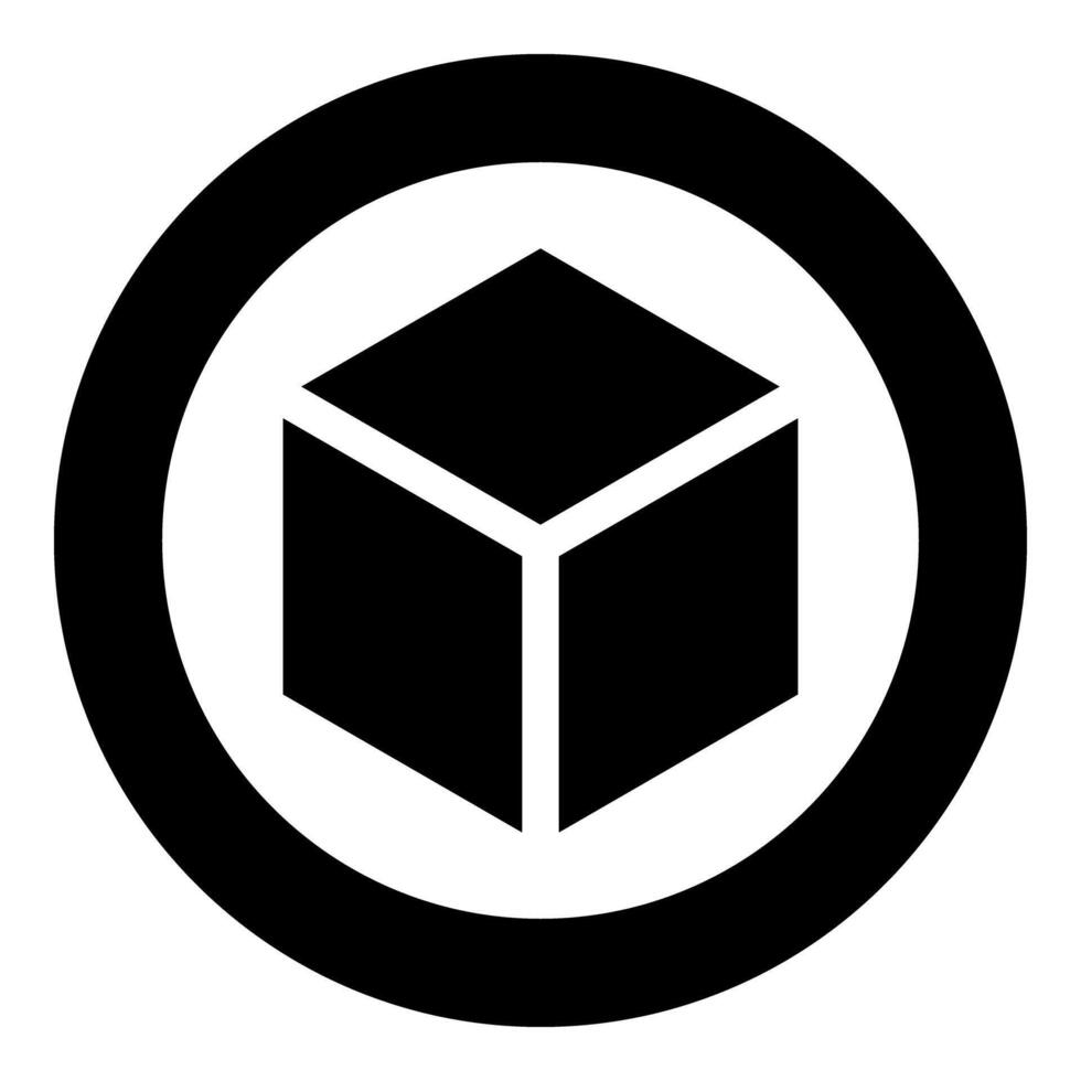 Hexagedron Sacred geometry symbol icon in circle round black color solid outline vector