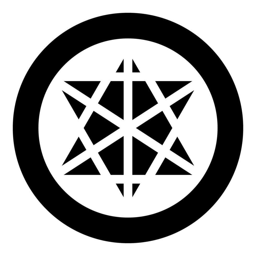 Metatron cube Sacred geometry icon in circle round black vector
