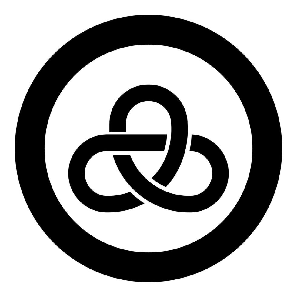 Gordian knot Sacred geometry symbol icon in circle round black color solid outline style vector
