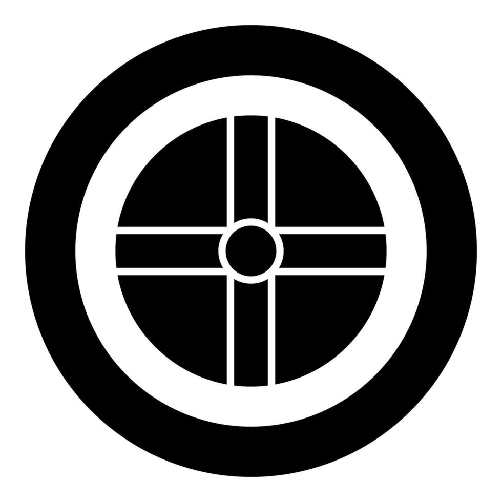 Sun's cross Solar cult Southeast ceremonial complex symbol ball icon in circle round black color solid outline style vector
