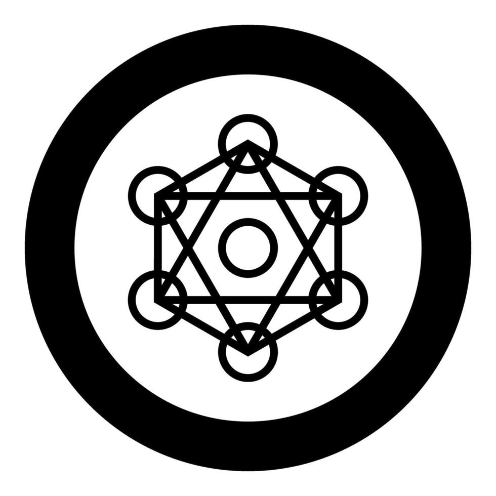 Metatron cube Sacred geometry icon in circle round black color vector