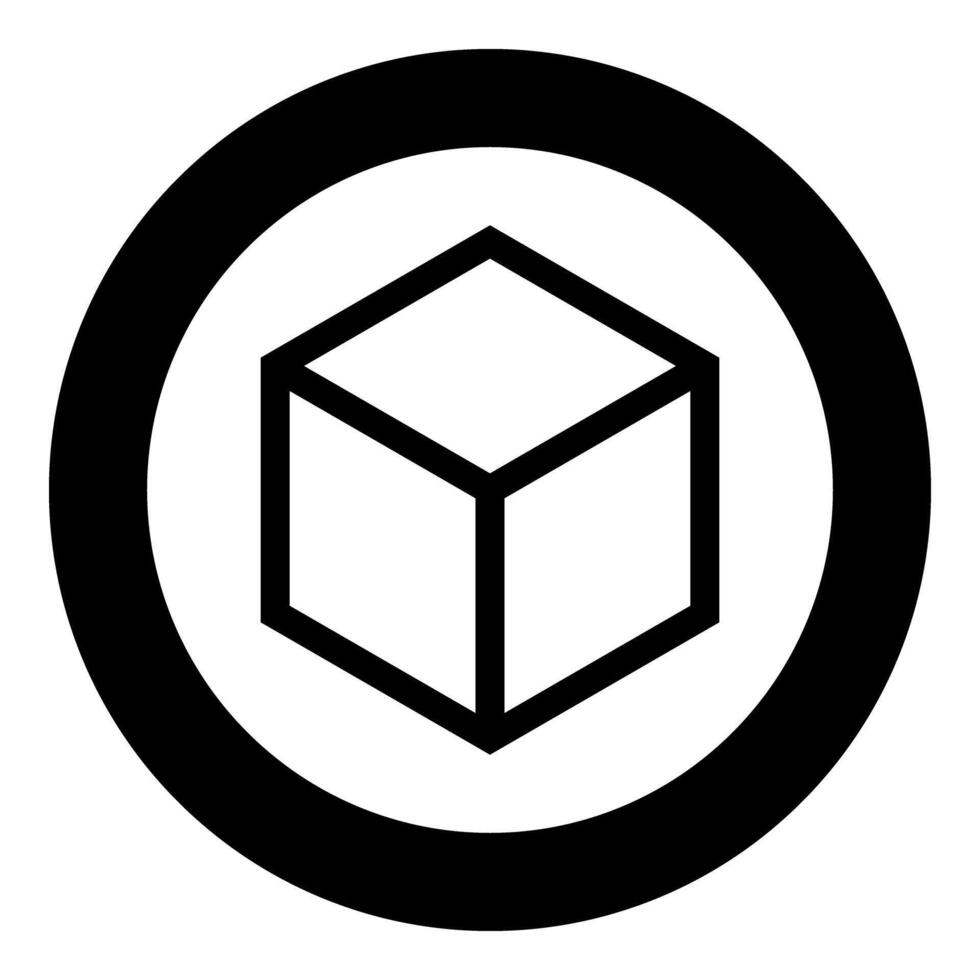 Hexagedron Sacred geometry symbol icon in circle round black color solid vector