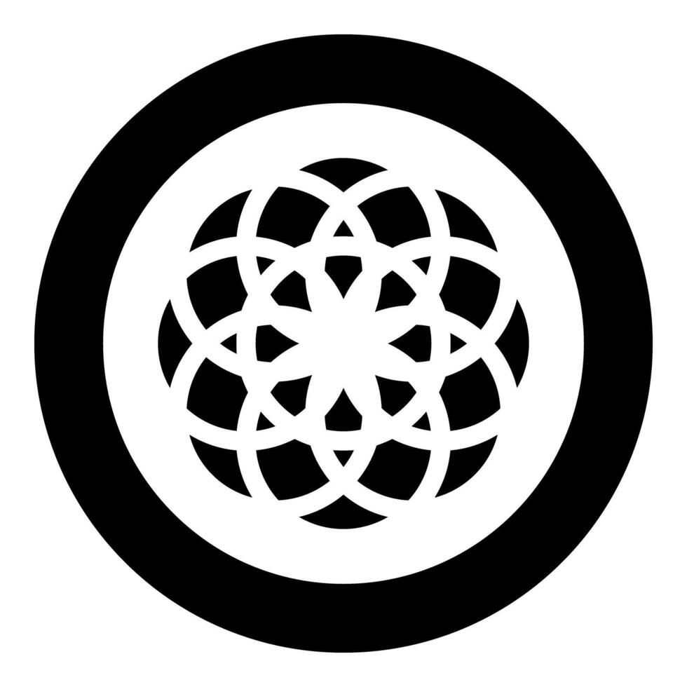 Flower of life Sacred geometry icon in circle round vector