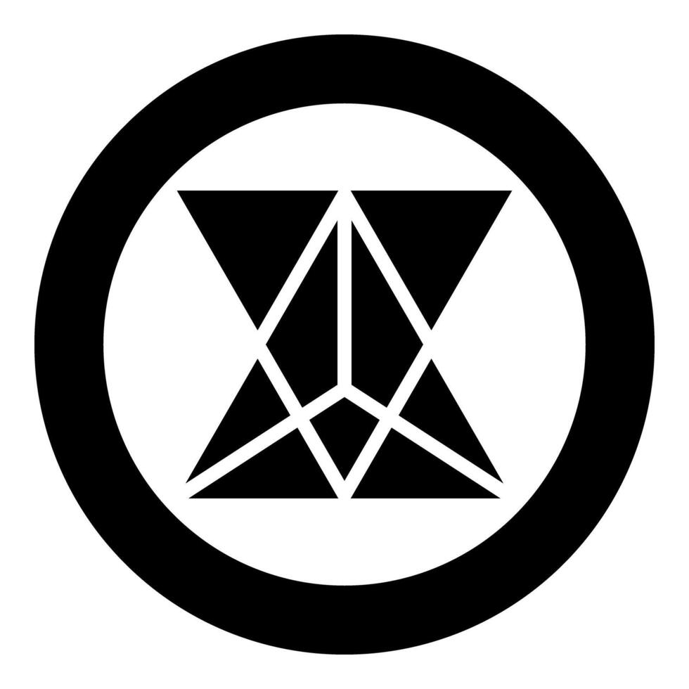 Star tetrahedron Sacred geometry icon in circle round black color solid outline vector