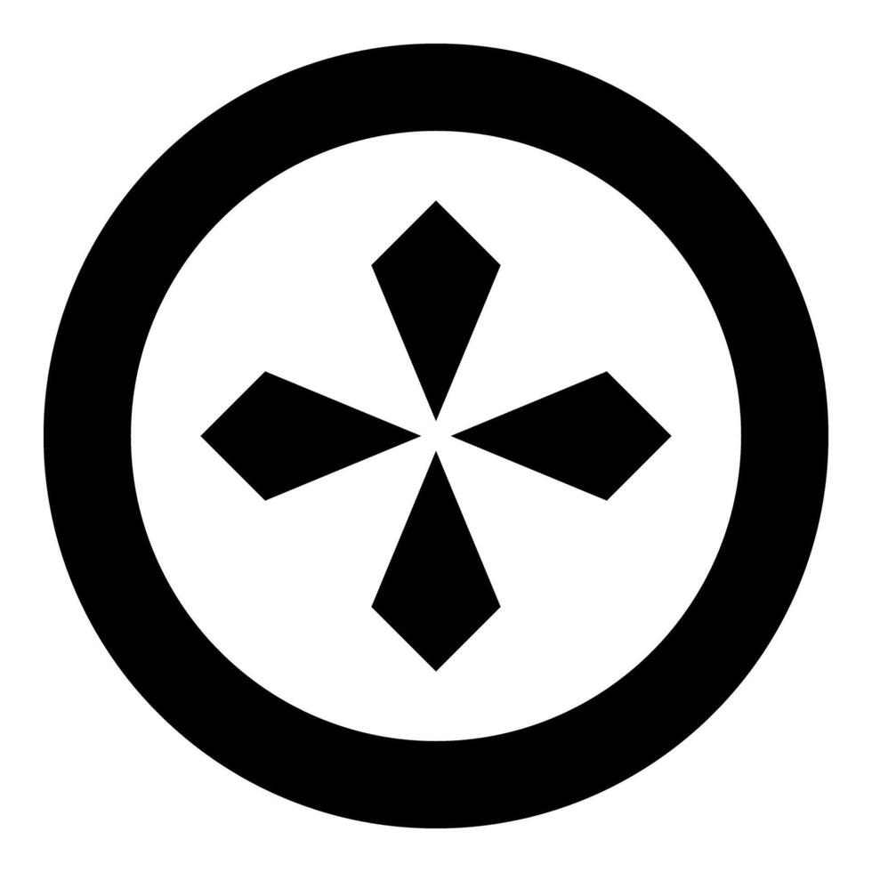 Star rhombus four leaf of chestnut sacred geometry symbol element ornament icon in circle round black color solid outline style vector