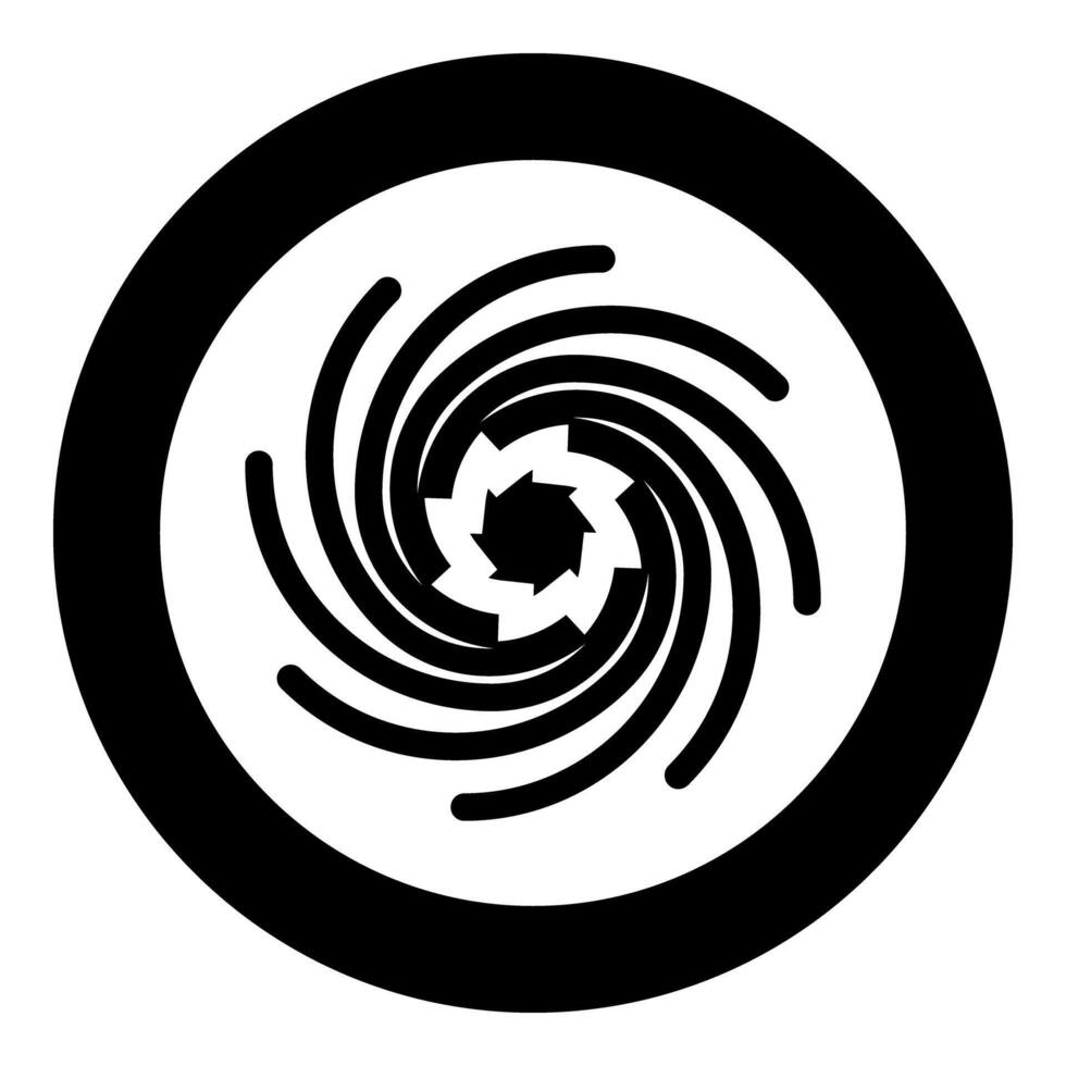 Gold spiral Sacred geometry symbol icon in circle round black color solid outline vector