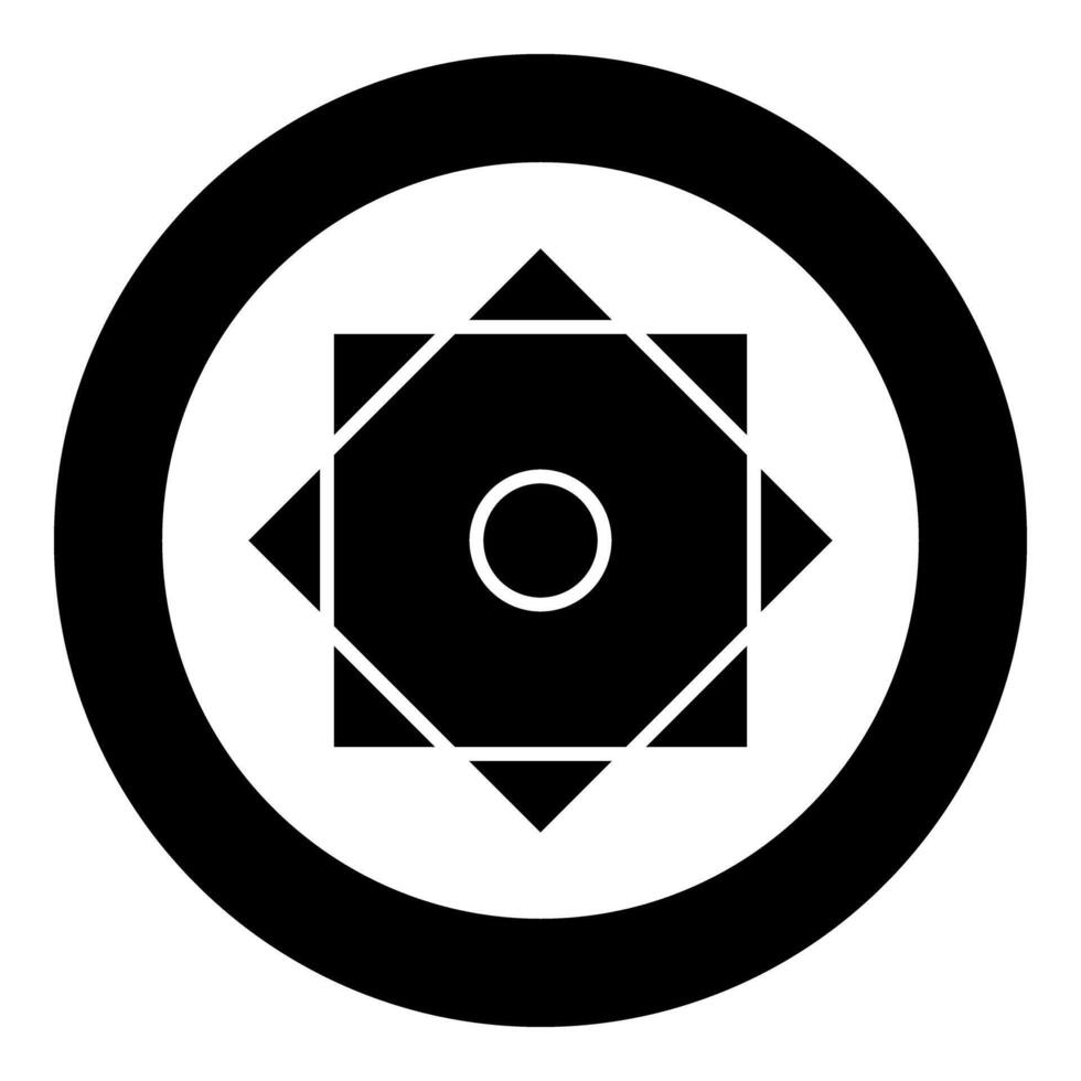 Symbol Rub el Hizb Islam Ramadan equilibrium of static dynamic Sacred geometry icon in circle round black color solid vector
