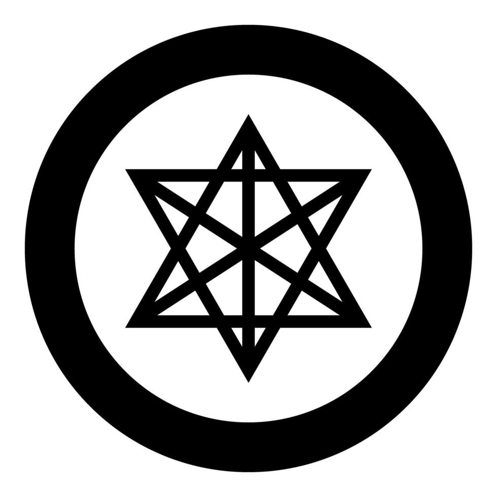 Metatron cube Sacred geometry icon in circle black vector