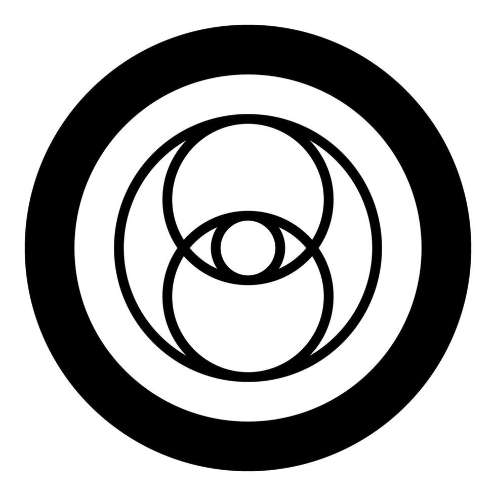 Vesica piscis eye gold sacred geometry symbol icon in circle round black color vector